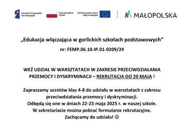 Warsztaty z zakresu przeciwdziałania przemocy i dyskryminacji